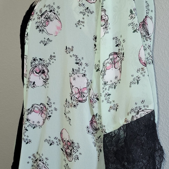 Mint Floral Skull Kimono - Picture 7 of 8